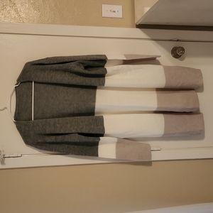 Gray and Cream Colorblock Cardigan